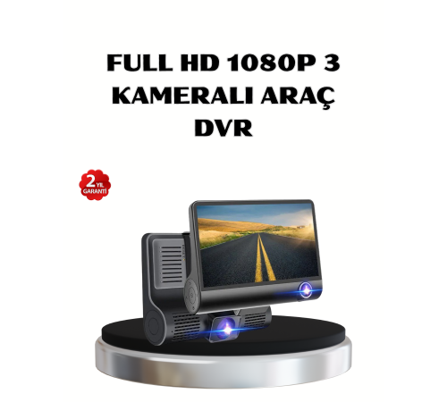 Full HD Araç Kamerası 3’lü 4.0” Ekranlı ve HDR Gece Görüşlü
