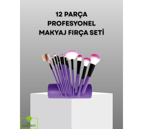 Ultra Yumuşak 12’li Makyaj Fırça Seti – Dökülme Yapmaz, Dalin Şampuan ile Temizlenebilir