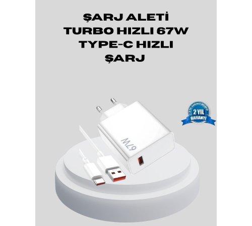 67W Type-C Turbo Şarj Cihazı – Aşırı Akım ve Isı Koruması, Seyahat Uyumlu