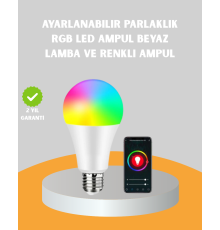 Kumanda Destekli Çok Renkli Akıllı LED Ampul