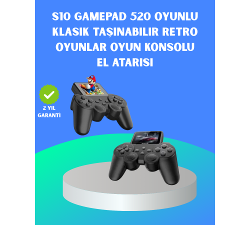 2.4 İnç HD Renkli Ekranlı 500-in-1 Taşınabilir Retro Oyun Konsolu, Kablolu TV Bağlantısı ve Uzun Pil Ömrü