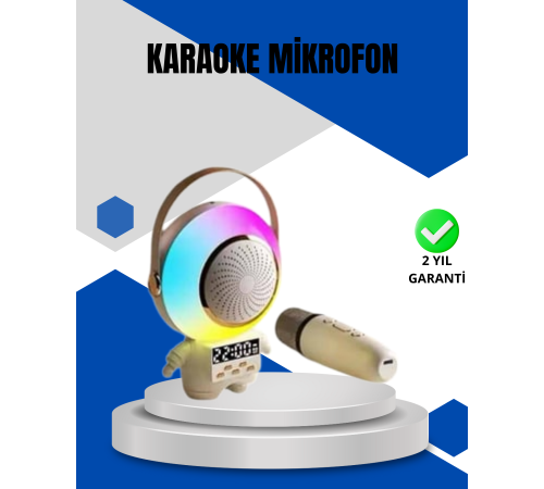 Kablosuz Mikrofonlu Astronot Tasarım Bluetooth Speaker Karaoke