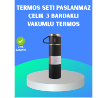 304 Çelik Termos Seti | 2 Bardaklı, 500 ml, Uzun Süre Isı Koruma