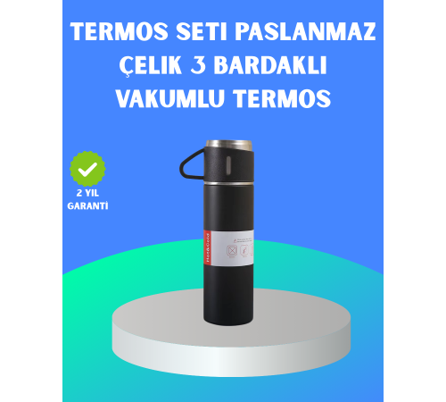 304 Çelik Termos Seti | 2 Bardaklı, 500 ml, Uzun Süre Isı Koruma