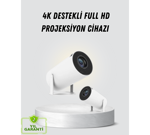 Full HD 4K Destekli Akıllı Projeksiyon – 130 inç Ekran, Uzun Ömürlü Ampul ve Çoklu Giriş