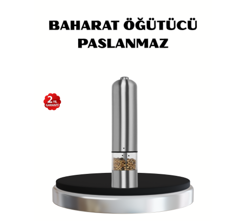 Modern Otomatik Baharat Öğütücü Seti – Pilli, Paslanmaz Çelik, LED Aydınlatmalı