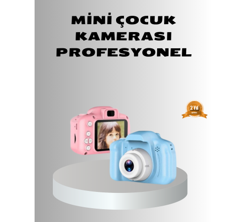 8MP Mini Çocuk Fotoğraf Makinesi – Pembe Ses Kaydı Özellikli