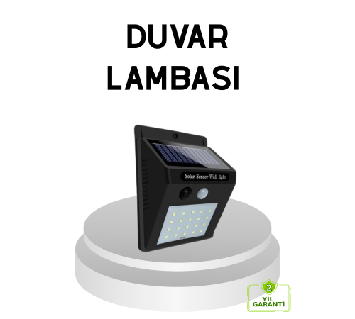 20 LED Güneş Paneli Aydınlatma – Fotoselli ve Hareket Algılamalı Dış Mekan Duvar Lambası