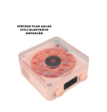 Retro Bluetooth Hoparlör PEMBE