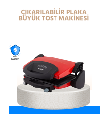 Çıkarılabilir Plakalı 2000W Tost Makinesi – Termostatlı, Kolay Temizlenir