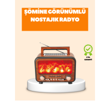 Şömine Alev Işıklı Solar Bluetooth Hoparlör – 7W Güçlü Ses, FM Radyo