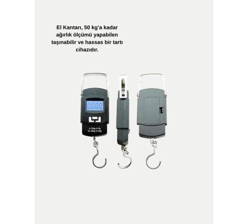 Dijital El Kantarı – 50 Kg Taşıma Kapasiteli, Taşınabilir Hassas Tartı