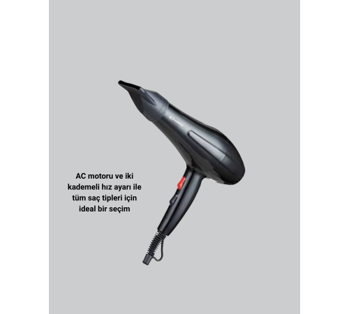 2200W Fön Makinesi – Profesyonel AC Motor, Soğuk ve Sıcak Üfleme