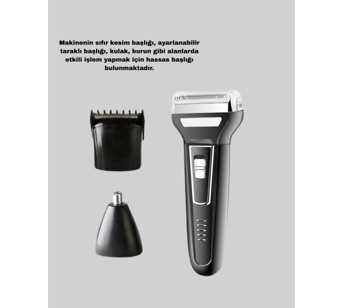 İnsua Erkek Bakım Seti – 3 Başlıklı Şarjlı Tıraş Makinesi, 60 Dakika Kablosuz Kullanım