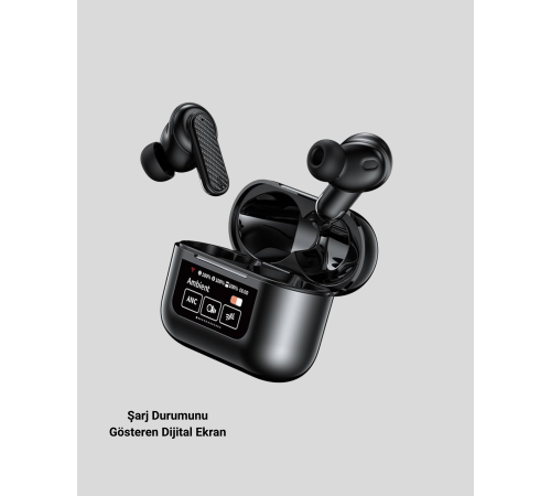 Bluetooth 5.3 ANC Kablosuz Kulaklık – Dokunmatik Kontrol, Dijital Ekran ve Uzun Pil Ömrü
