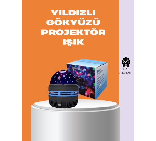 Star Master Galaxy Projektör – 360° Dönebilen Gece Lambası, Dekoratif Ambiyans Işığı