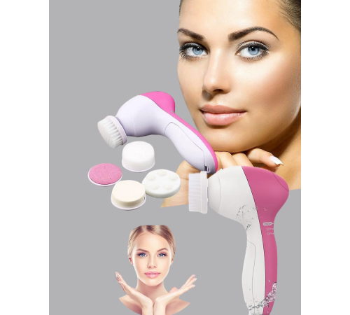 5’i 1 Arada Yüz Temizleme Cihazı – Masaj, Fırça, Peeling ve Krem Uygulama Aparatlı