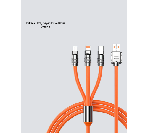 ÜÇLÜ Şarj Kablosu – Yüksek Hızlı, Dayanıklı ve Uzun Ömürlü