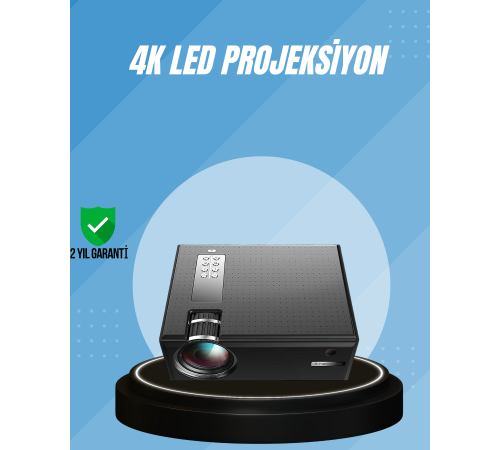 Yüksek Parlaklıkta Projeksiyon Cihazı – 1080p Destekli, Taşınabilir Ev Sineması Sistemi