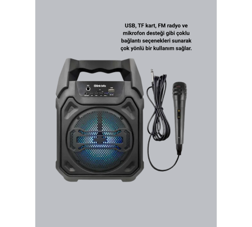 Taşınabilir Bluetooth Hoparlör – FM Radyo, USB, SD Kart ve TWS Özellikli