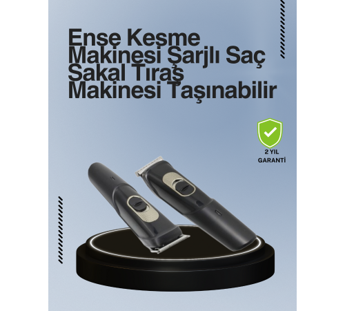 Kablosuz, Paslanmaz Çelik Bıçaklı Profesyonel Saç ve Sakal Tıraş Makinesi – Sessiz, Güçlü ve Ergonomik