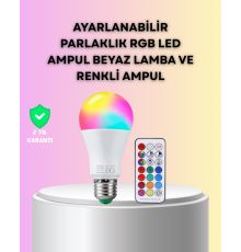 Kumanda Destekli Çok Renkli Akıllı LED Ampul