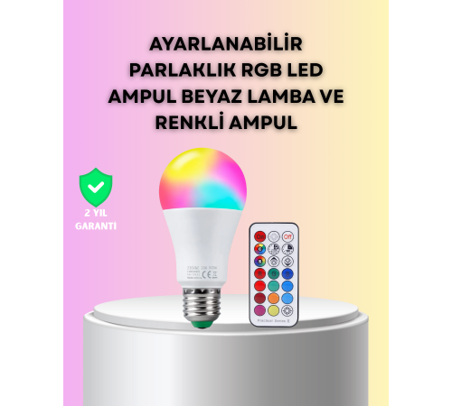 Kumanda Destekli Çok Renkli Akıllı LED Ampul