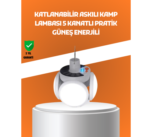Çok Amaçlı Katlanabilir Güneş Enerjili Kamp Lambası – Masa Üstü ve Asılabilir Kullanım