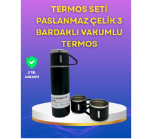 Çelik Termos Bardak Seti | 500 ml Kapasite, Kaymaz Taban, Hediye Kutulu