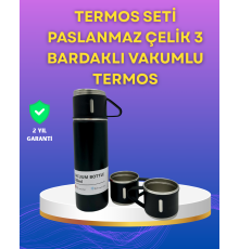 Çelik Termos Bardak Seti | 500 ml Kapasite, Kaymaz Taban, Hediye Kutulu