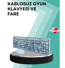 Kablosuz Klavye ve Mouse Seti – Sessiz Tuş, Retro Tasarım