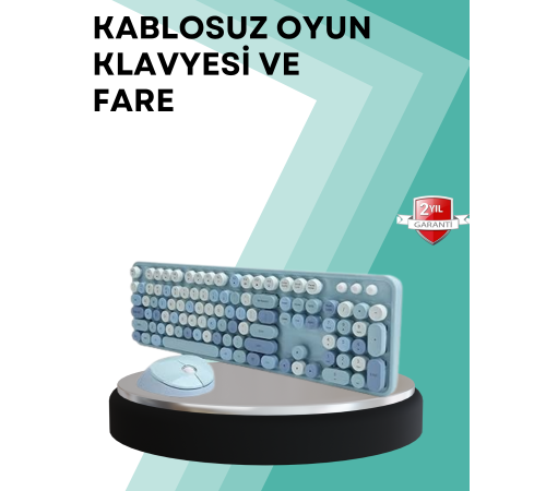 Kablosuz Klavye ve Mouse Seti – Sessiz Tuş, Retro Tasarım