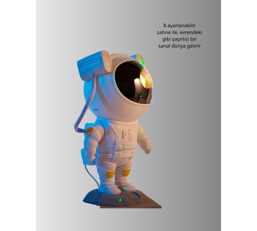 8 Efektli Astronot Galaxy Projektör Uzaktan Kumandalı LED Gece Lambası