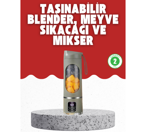 Tip-C Şarjlı 12 Bıçaklı Blender – Taşınabilir Şarjlı Meyve Sıkacağı