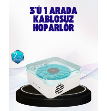 Dekoratif Gece Işıklı Bluetooth Hoparlör – Zaman ve Pil Ekranlı