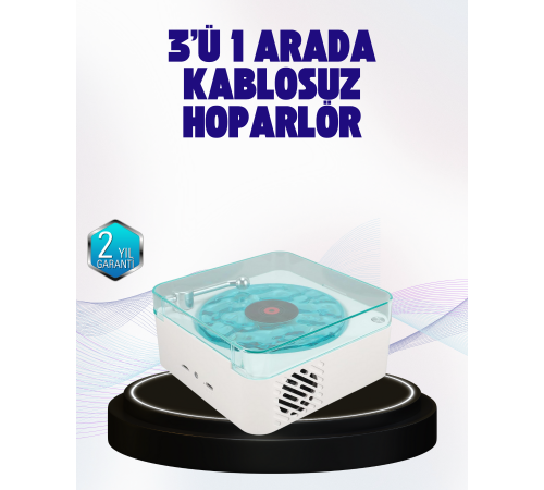 Dekoratif Gece Işıklı Bluetooth Hoparlör – Zaman ve Pil Ekranlı