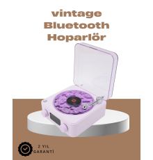 360° Sesli Kablosuz Hoparlör – Retro Tasarım ve Projektör Işığı