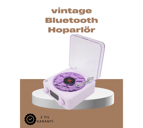 360° Sesli Kablosuz Hoparlör – Retro Tasarım ve Projektör Işığı