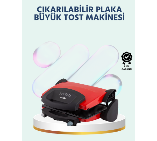 2000W Tost ve Izgara Makinesi – Granite/Teflon Plaka Seçenekli