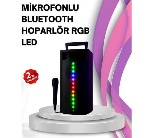 Renkli Işıklı Bluetooth Hoparlör – Taşınabilir, Güçlü Ses Performansı