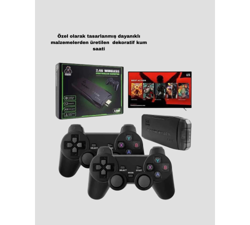 Kablosuz 4K Retro Atari Game Stick – 2 Kollu, 20000 Hazır Oyun