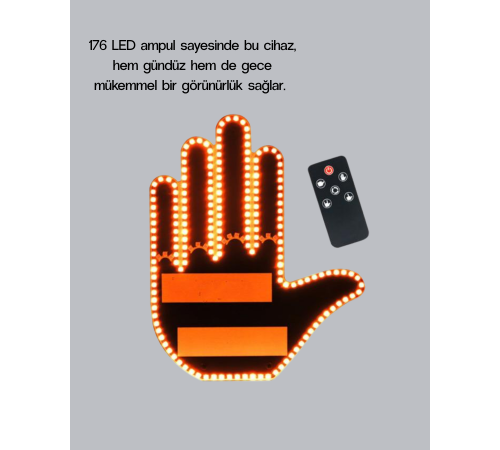 176 LED’li Amber Trafik Uyumlu Sinyal Işığı – El Hareketiyle Kontrol