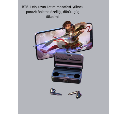 Ayna Ekranlı Bluetooth 5.1 Kablosuz Kulaklık – 3500 mAh Şarj Kutusu, Suya Dayanıklı