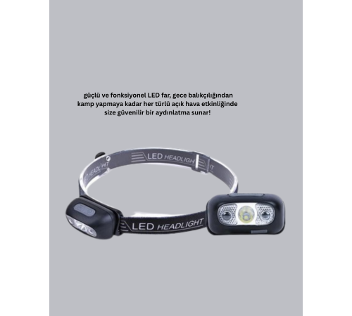 Şarjlı LED Kafa Feneri | 4 Modlu Akıllı Sensörlü Far | Su Geçirmez IPX5 Kamp ve Balıkçı Lambası