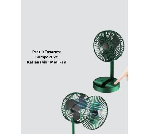 Katlanabilir Mini Fan – 3 Kademeli Soğutma, Şarjlı