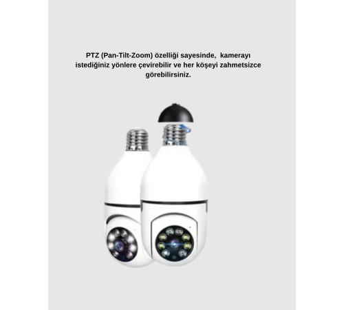 Akıllı Duylu 360° Güvenlik Kamerası – PTZ Özellikli, Uzaktan Kontrollü Akıllı Kamera