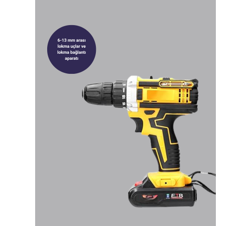 24 Parça Çift Bataryalı Akülü Darbeli Matkap – Güçlü Motor, Metal Dişli, LED Işıklı