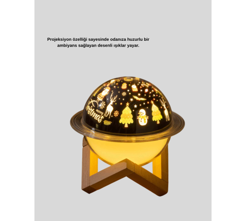 USB Projeksiyon Gece Lambası ve Hava Nemlendirici – Aromaterapi Destekli, Taşınabilir Mini