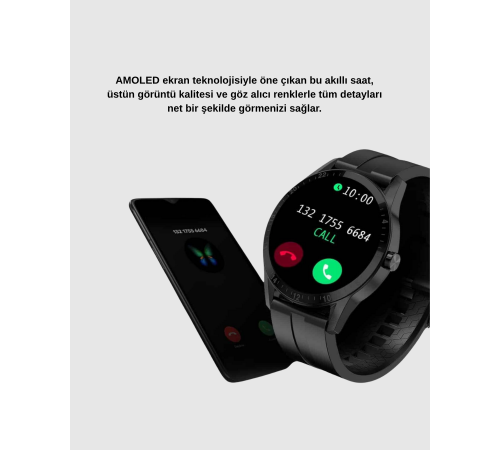 AMOLED Ekranlı Smartwatch – 3 Kordonlu, Kalp Atış & Uyku Takipli Akıllı Saat