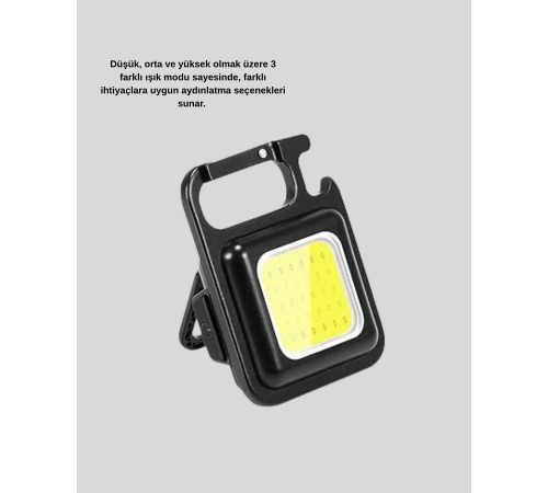 Mini 800 Lümen LED El Feneri – USB Şarjlı, 3 Kademeli Işık, Şişe Açacaklı Taşınabilir Tasarım